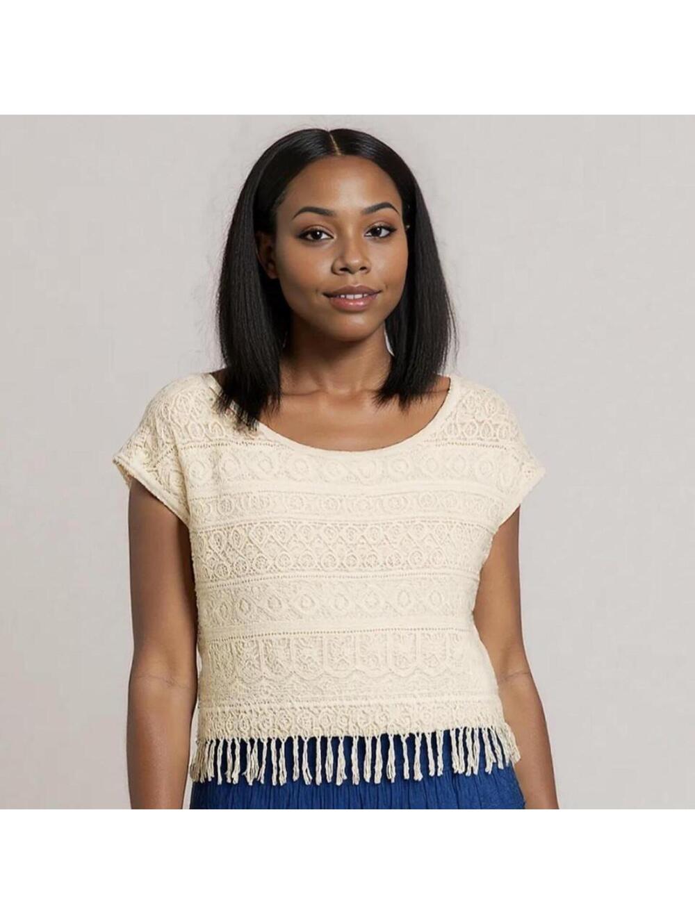 Women's Cream and Tan Other-top